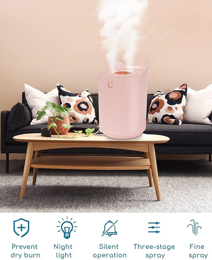 مرطب هواء ارابيست سعة 3 لتر بفوهتين وضوء ليلي 7 ألوان