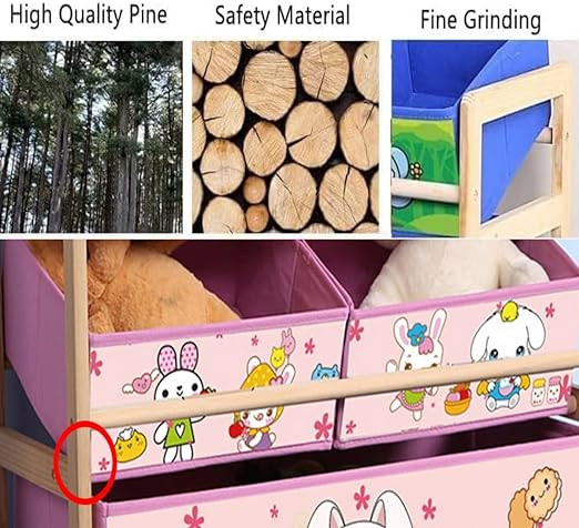 رف ألعاب خشبي صلب برسومات كرتونية من يلاجوي، منظم ألعاب الأطفال - ثندوفت تخزين لألعاب الأطفال (أرنب)