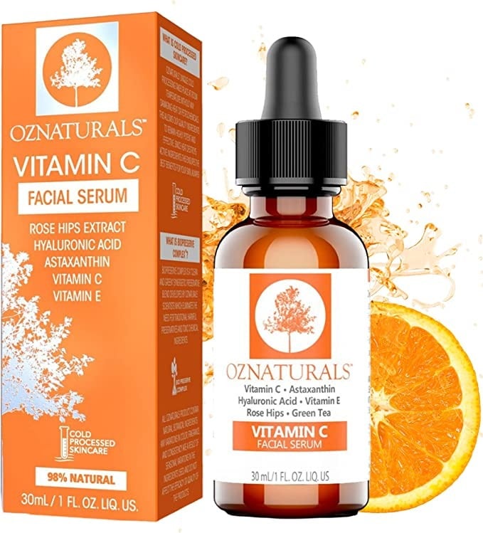 سيروم للوجه من OZNATURALS بفيتامين C وحمض الهيالورونيك 30 مل