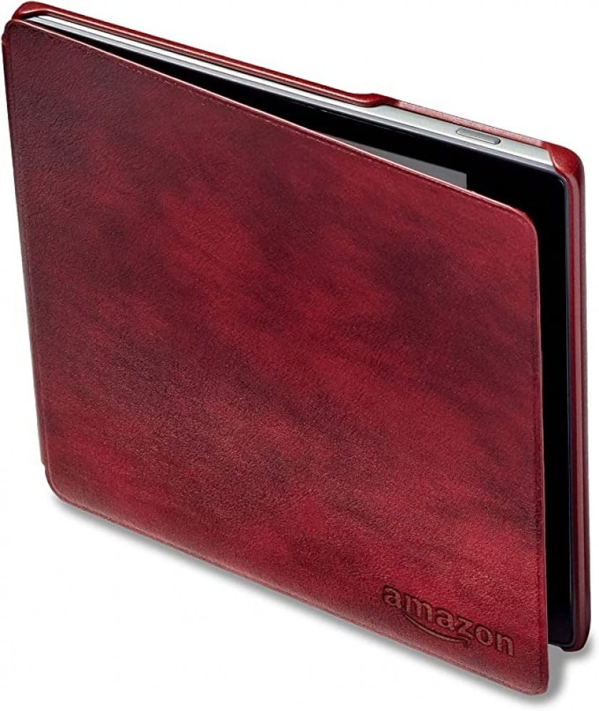 غطاء من الجلد لجهاز Kindle Oasis، بلون خمري