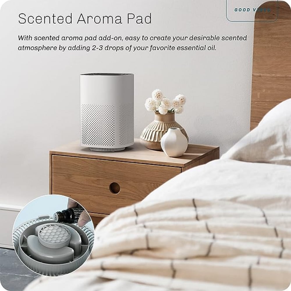 اي بي صن منقي هواء لغرفة النوم حتى 20 متر مربع، منقي هواء H13 فلتر هيبا ترو هيبا لرائحة الدخان وحبوب اللقاح ووبر الشعر، نظام تنقية 24 ديسيبل