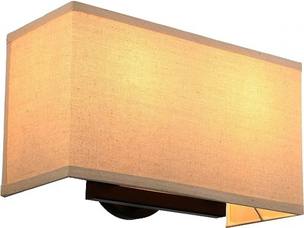 بريمو مصباح حائط ليلي مخفي للاستخدام الداخلي بجانب السرير مصباح فردي بمصباحين صناعي عتيق مع غطاء قماشي مربع للقراءة وغرفة النوم وغرفة المعيشة وغرفة الطعام والفندق