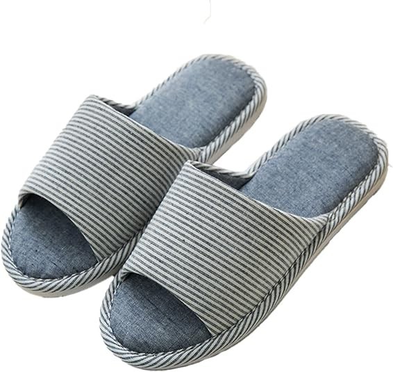 شبشب منزلي نسائي فيدسايد كتان بنعل EVA سميك مقاس 41/42 رمادي