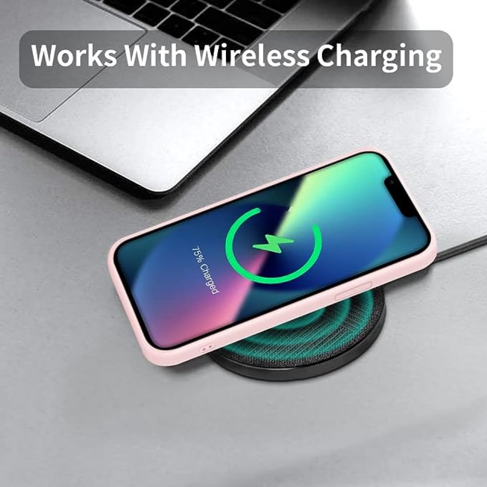 حافظة حماية متوافقة مع ابل ايفون 13 برو من انفوسون، غطاء كامل السيليكون الناعم فائق النحافة، جل بولي يوريثين حراري سيليكون ناعم للغاية، رفيعة للغاية بسطح غير لامع (زهري) لهاتف