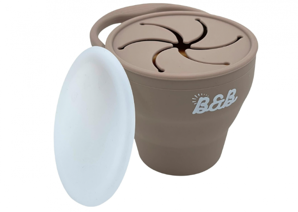 بي اند بي كوب وجبات خفيفة من السيليكون قابل للطي ومقاوم للانسكاب مع غطاء للاطفال والرضع