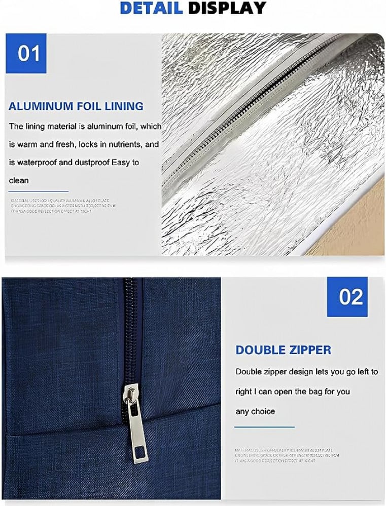 حقيبة صندوق الغداء، حقيبة غداء معزولة مقاومة للماء للنساء والرجال والمكتب والعمل والمدرسة والشاطئ والنزهات وصيد الأسماك والمشي لمسافات طويلة والسفر، حقيبة تبريد حرارية مانعة للتسرب (ازرق)