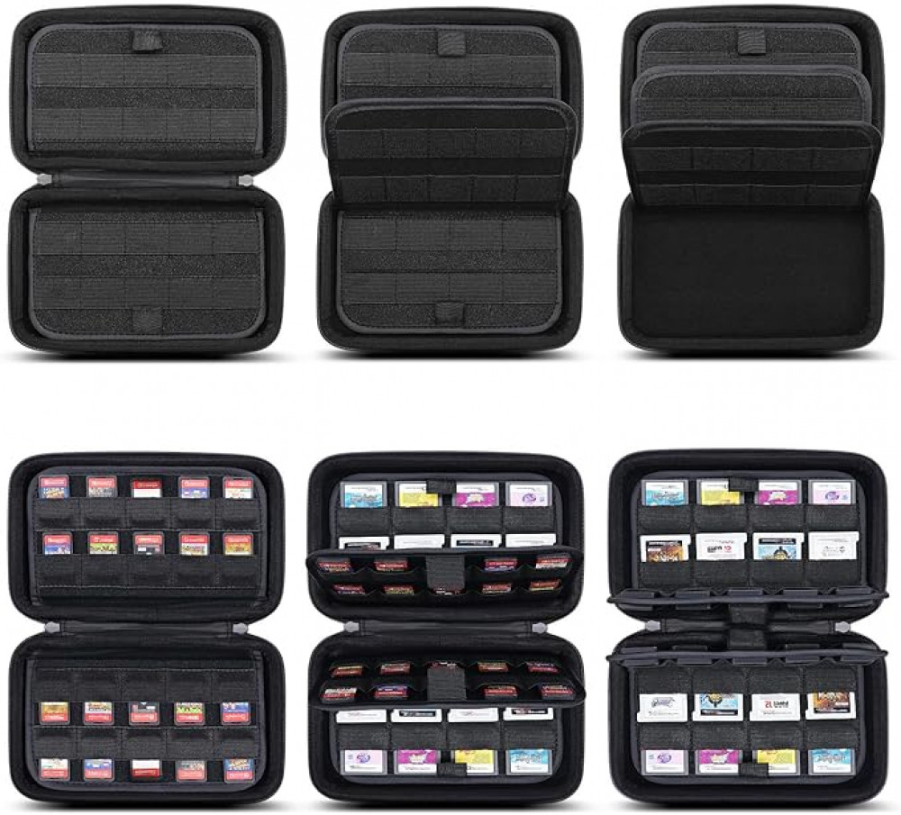 72 حامل بطاقات اللعب، حقيبة تخزين كبيرة سعة لتخزين بطاقات الألعاب، جراب صلب من سيزما متوافق مع خراطيش ألعاب نينتندو 3DS أو بطاقات ذاكرة SD، حقيبة حمل بطاقات الألعاب، رمادي