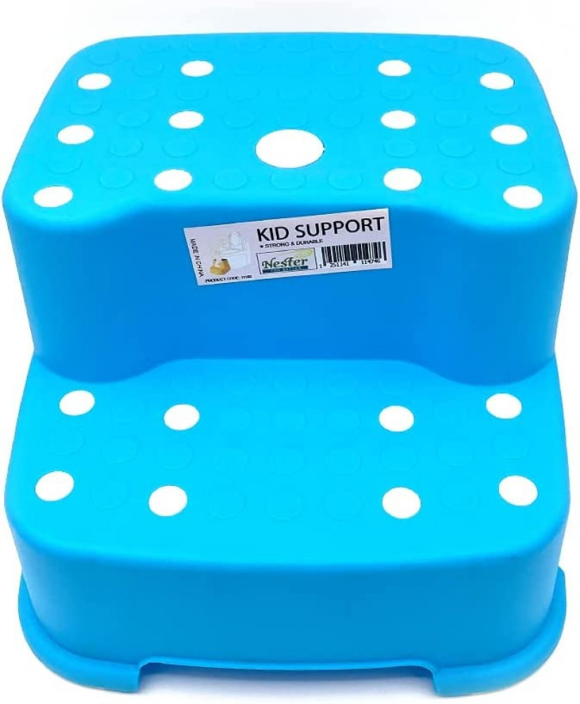 سلم أطفال بلاستيك مضاد للانزلاق بمقبض عملي ومسطح واسع للأطفال من سنتين فأكثر