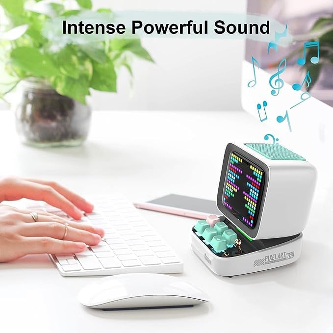 مكبر صوت محمول يعمل بتقنية البلوتوث محمول للالعاب بكسل ارت مع تطبيق تحكم ولوحة امامية 16×16 LED (ابيض) من ديفوم