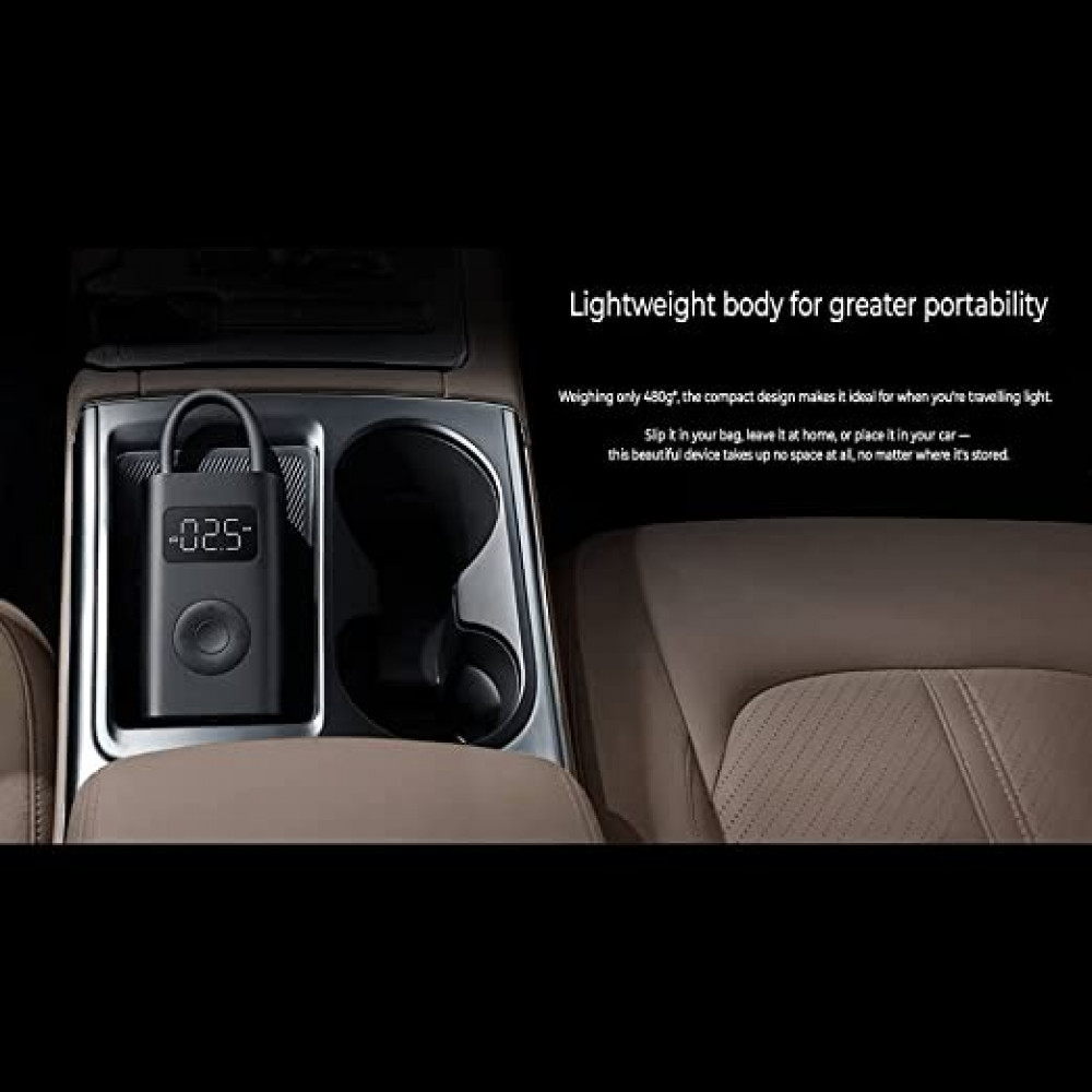 مضخة نفخ كهربائية ذكية بتصميم محمول للكشف عن الهواء في الاطارات من شاومي - 124 × 71 × 45.3 ملم، رمادي