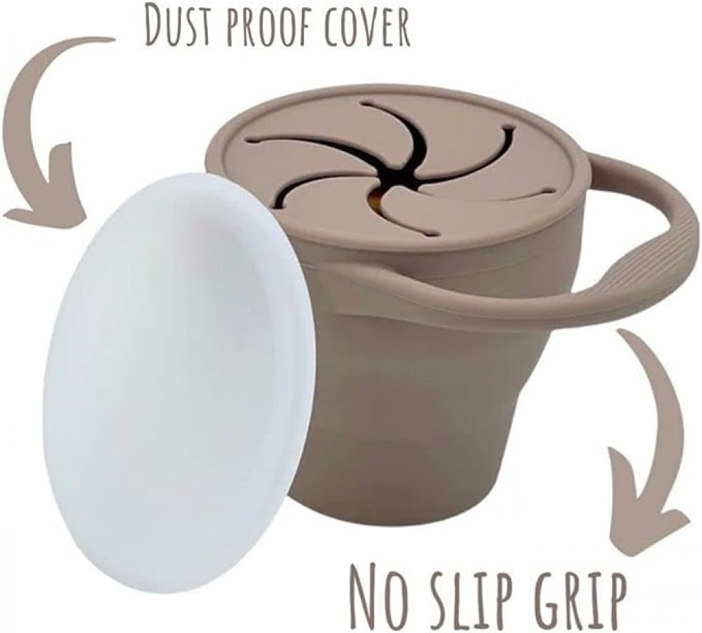 بي اند بي كوب وجبات خفيفة من السيليكون قابل للطي ومقاوم للانسكاب مع غطاء للاطفال والرضع