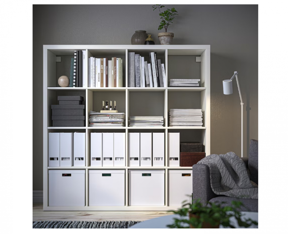 وحدة أرفف KALLAX من IKEA 16 خانة أبيض 147x147 سم قابلة للتجميع