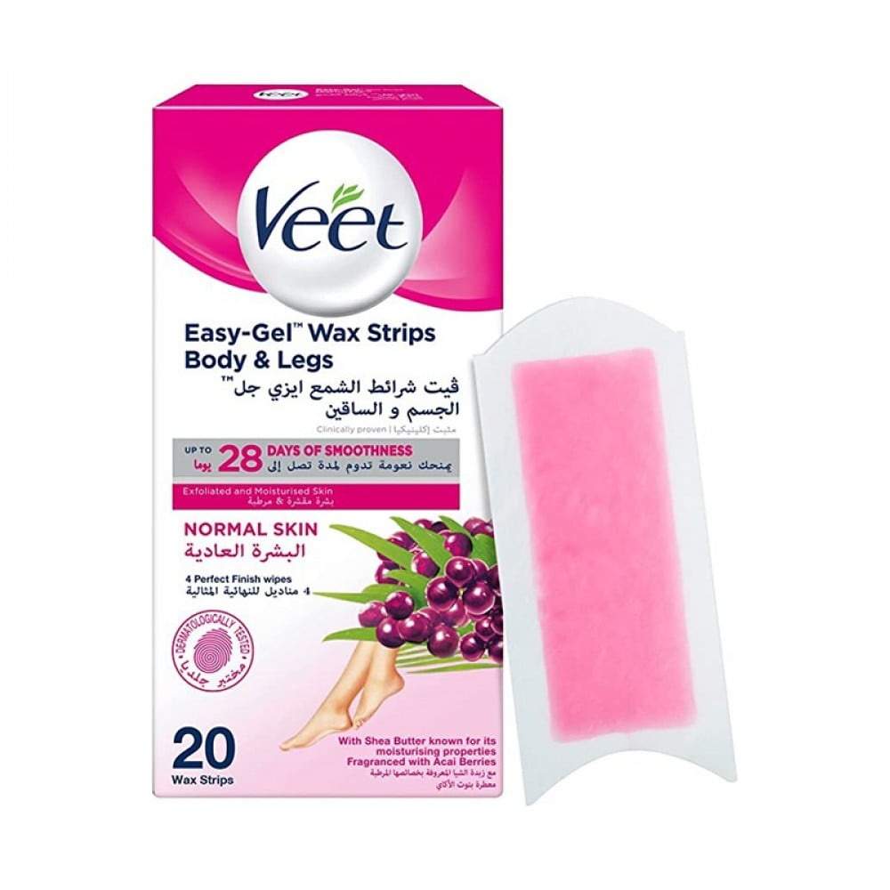 شمع نزع الشعر من Veet فيت للبشرة العادية بزبدة الشيا 20 شريط