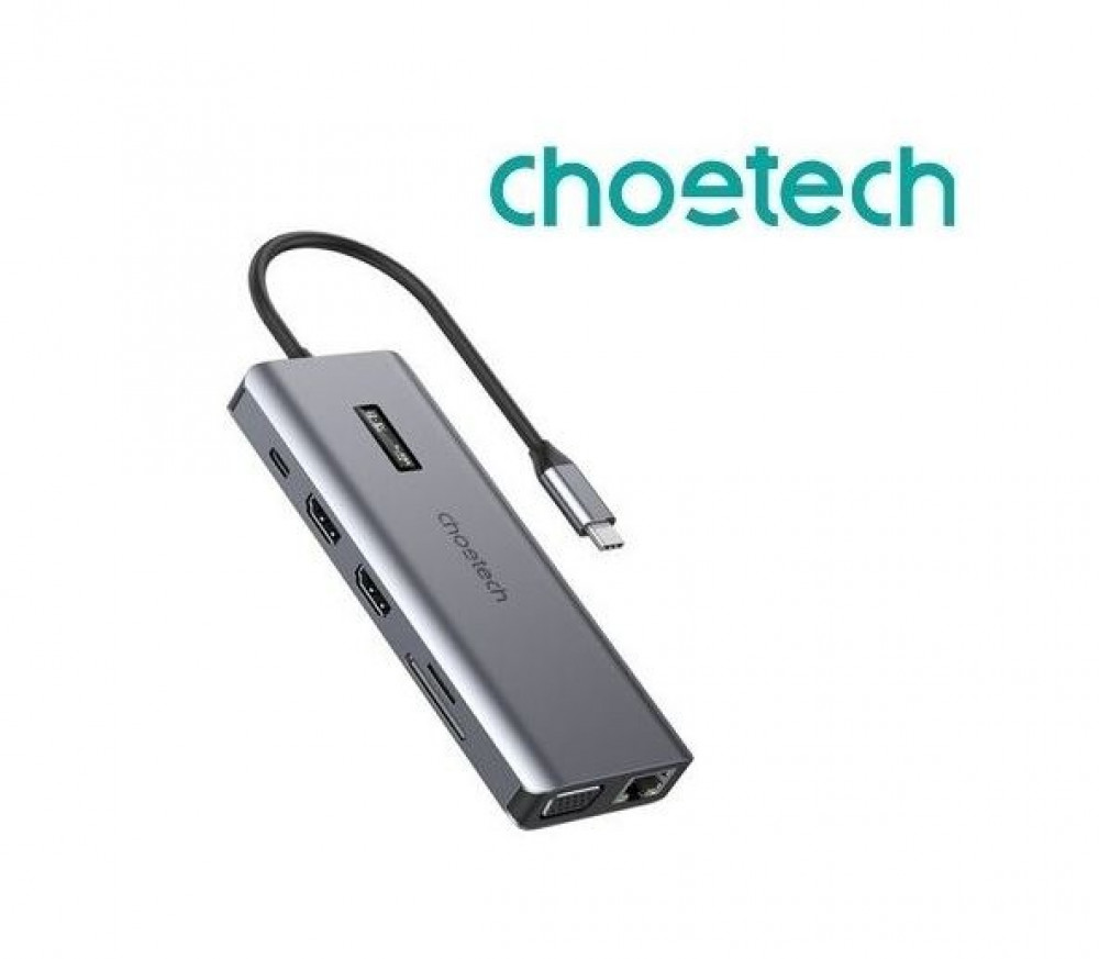 تشويتك محول Choetech HUBM26 12 في 1 USBC متعدد المنافذ مع شاشة رقمية HUBM26GY