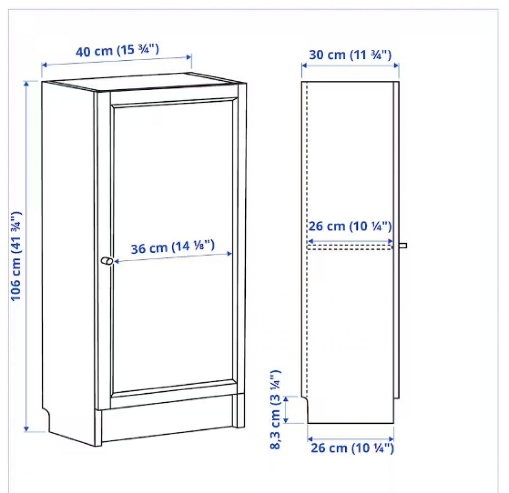 BILLY / OXBERG مكتبة مع باب, أبيض, 40x30x106 سم