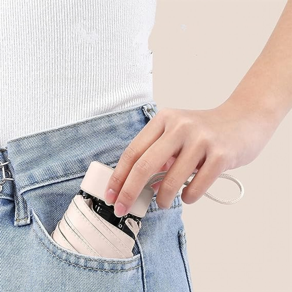 مظلة سفر صغيرة للنساء، مقاومة للرياح وقابلة للطي ومحمولة وخفيفة الوزن بتصميم صغير الحجم مع حماية بنسبة 95% من الاشعة فوق البنفسجية للشمس والمطر، تصميم جذاب