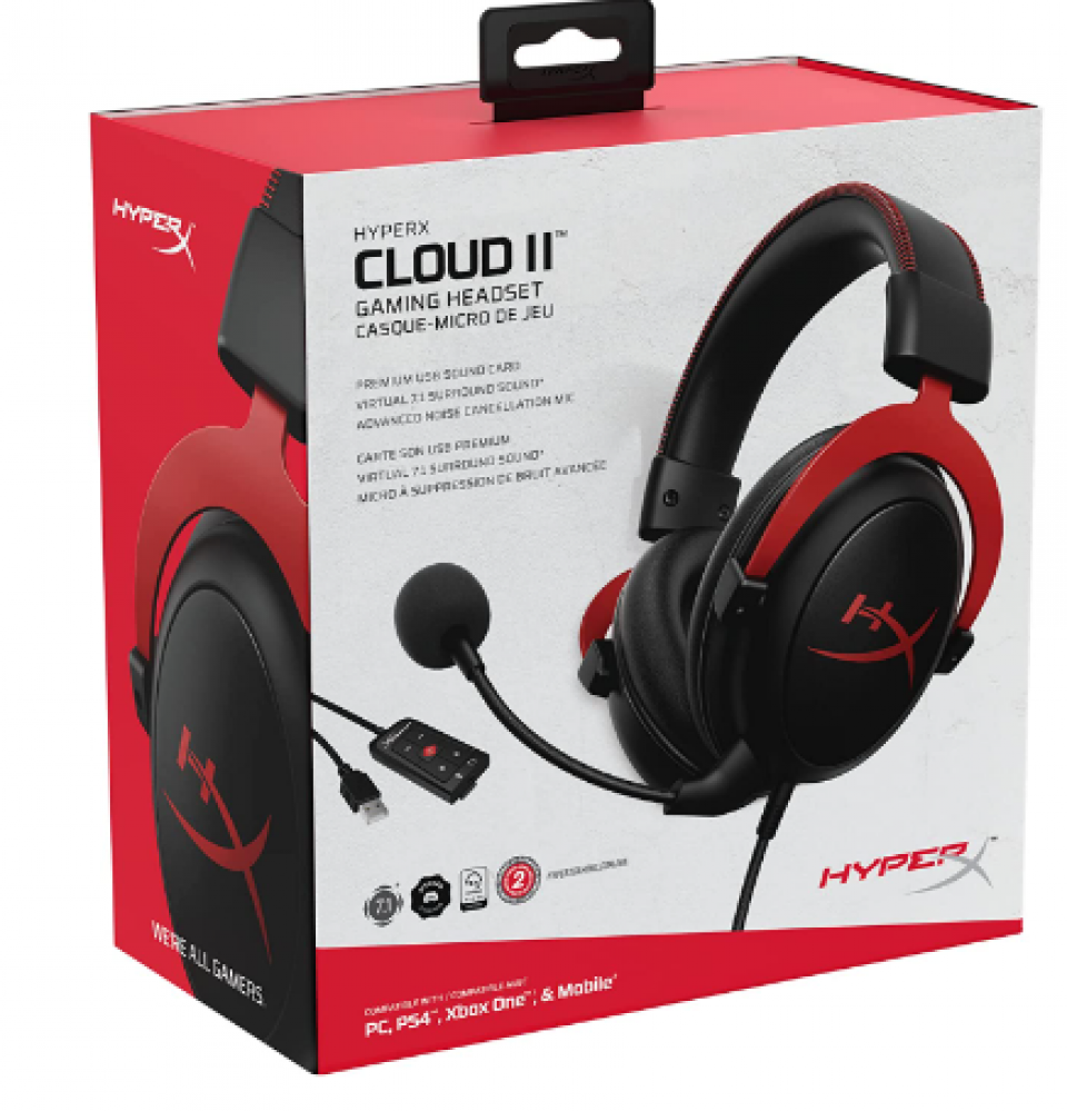 سماعة راس للالعاب من هايبر اكس كلاود لاجهزة الكمبيوتر وPlayststion 4 وXbox One ونينتندو سوتش، احمر (كيه اتش اكس - اتش اس سي بي - ار دي)