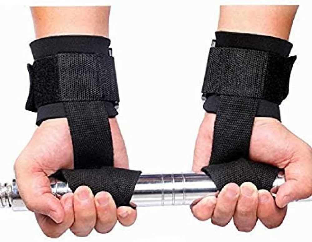 أربطة رفع أثقال قطعتين نايلون وقطن 38سم مع مشبك مقاوم للصدأ دعم معصم