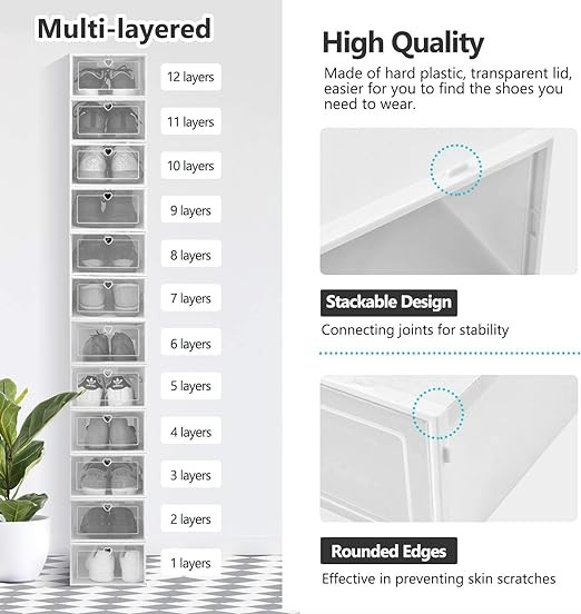 خزانة تتكون من 15 صندوق تخزين للأحذية من ارابيست، صندوق تخزين شفاف للأحذية، درج بلاستيكي قابل للطي، خزانة تخزين قابلة للتكديس