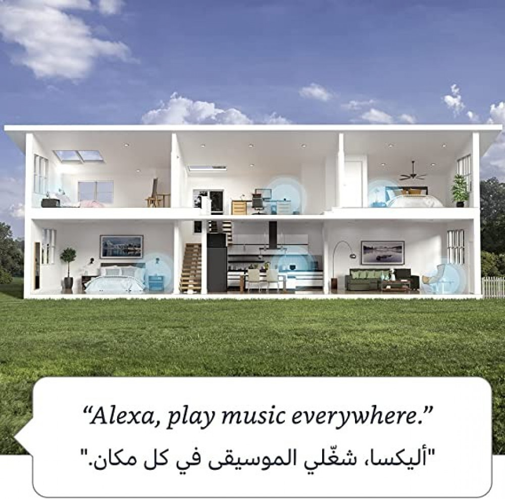 Echo (الجيل الرابع) | مع تجربة صوتية ممتازة، ومركز المنزل الذكي وAlexa (باللغتين العربية أو الإنجليزية) | أبيض