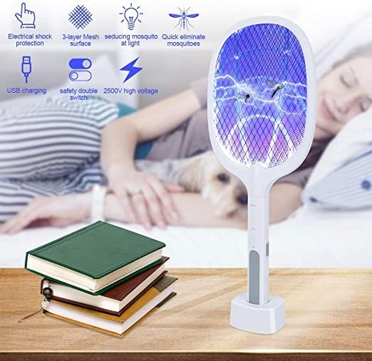 مضرب صاعق الحشرات الكهربائي ايزي قابِل للشحن USB 2500V