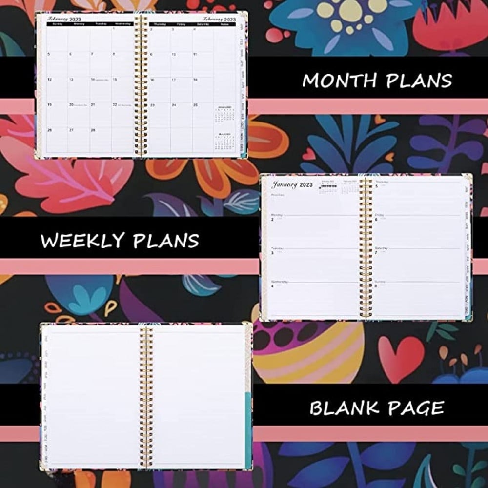 دفتر للتخطيط لعام 2023 - دفتر تخطيط اسبوعي من شهر يناير الى ديسمبر لعام 2023، دفتر يستخدم ورق ايه 5 مع جيب داخلي، مع اجندة بعدد الشهور