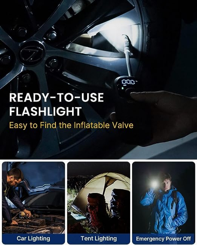 منفاخ هواء للاطارات ومنفاخ صغير للدراجة من ابسون، ضاغط هواء محمول للسيارة والدراجة، 150 باوند لكل انش مربع، ايقاف تشغيل تلقائي مع صمام بريستا / شريدر