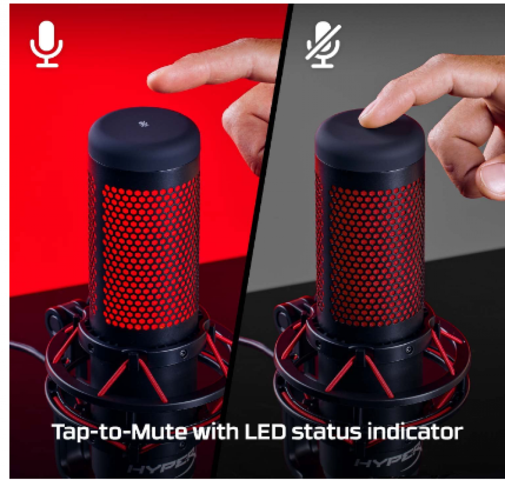 ميكروفون مكثف للقيمنق هايبر اكس كواد كاست للكمبيوتر وجهاز PlayStation 4 وماك ومقاوم للاهتزاز ومضاد للصدمات، اربع انماط ومزود بفلتر منبث، مثالي للبث ولتطبيق...