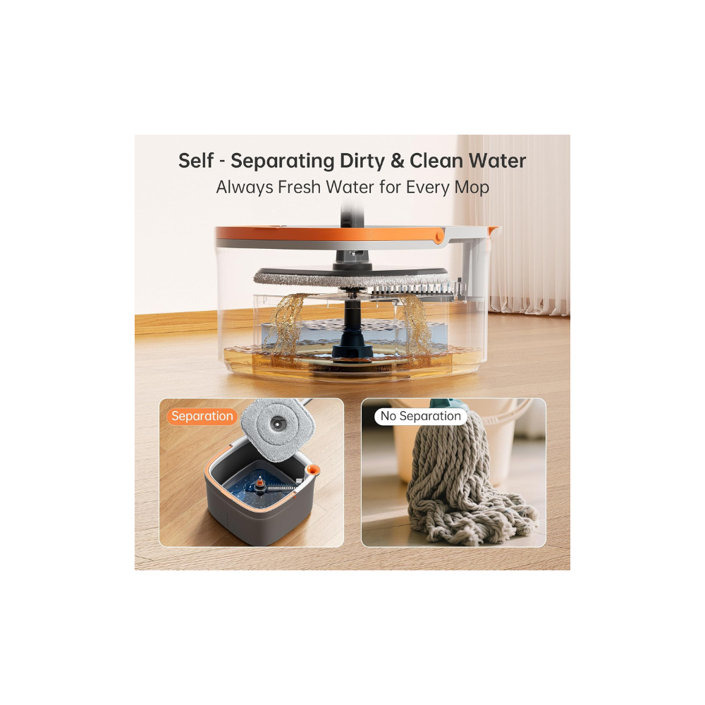 مجموعة ممسحة دوارة ودلو مع نظام فصل ذاتي للمياه المتسخة والنظيفة راس