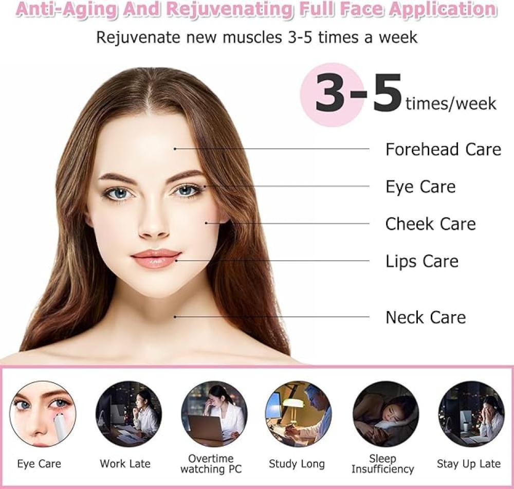 جهاز تدليك العين محمول بحرارة 42°C وLED مزدوج واهتزاز عالي وشحن USB