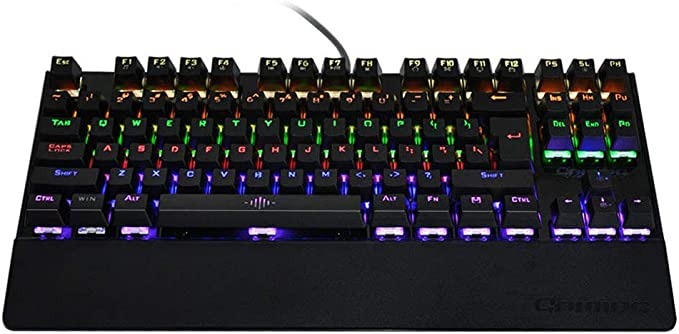 كيبورد سلكي باضاءة LED خلفية ملونة ومنفذ USB، لون اسود، K-28