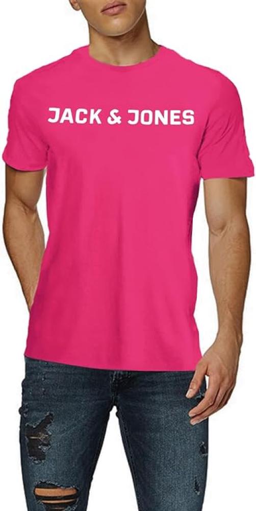 تي شيرت جيكورب نوس باكمام قصيرة ورقبة دائرية ضيقة وقصة ضيقة للرجال من جاك اند جونز بطباعة تحمل لوجو العلامة التجارية (قطعة واحدة)