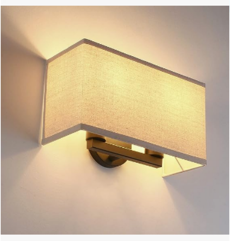 بريمو مصباح حائط ليلي مخفي للاستخدام الداخلي بجانب السرير مصباح فردي بمصباحين صناعي عتيق مع غطاء قماشي مربع للقراءة وغرفة النوم وغرفة المعيشة وغرفة الطعام والفندق