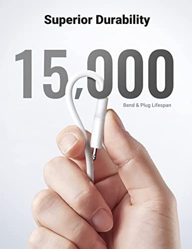 كيبل شحن ايفون 1 متر من يوجرين معتمد من ام اف اي USB إلى كيبل شحن سريع 18 واط شحن بي دي سريع متوافق مع ايفون 13 برو/13 برو ماكس/ 13/ 13 ميني، ونيو ايباد 9، و12ميني، 12 برو ماكس، ابيض- 1 متر