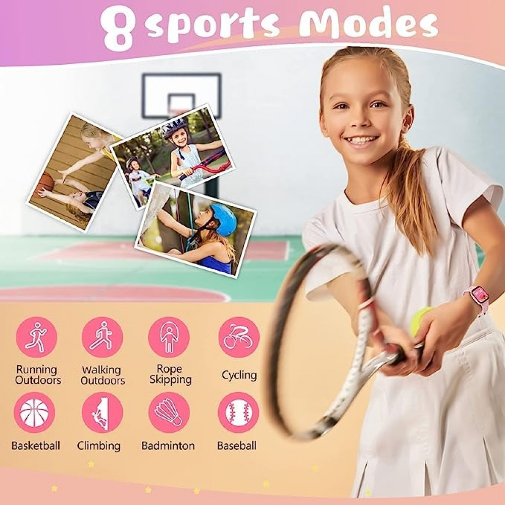 ساعة ذكية مقاومة للماء IP68 من دي ام جي، مع 8 اوضاع رياضة وخاصية تتبع اللياقة البدنية ومعدل ضربات القلب وجودة النوم وعداد الخطوات والسعرات الحرارية ومنبه ساعة، هدية من عمر 6 سنوات فيما فوق