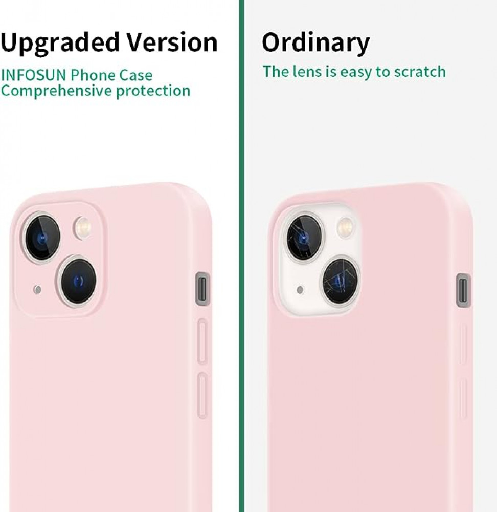 حافظة حماية متوافقة مع ابل ايفون 13 برو من انفوسون، غطاء كامل السيليكون الناعم فائق النحافة، جل بولي يوريثين حراري سيليكون ناعم للغاية، رفيعة للغاية بسطح غير لامع (زهري) لهاتف