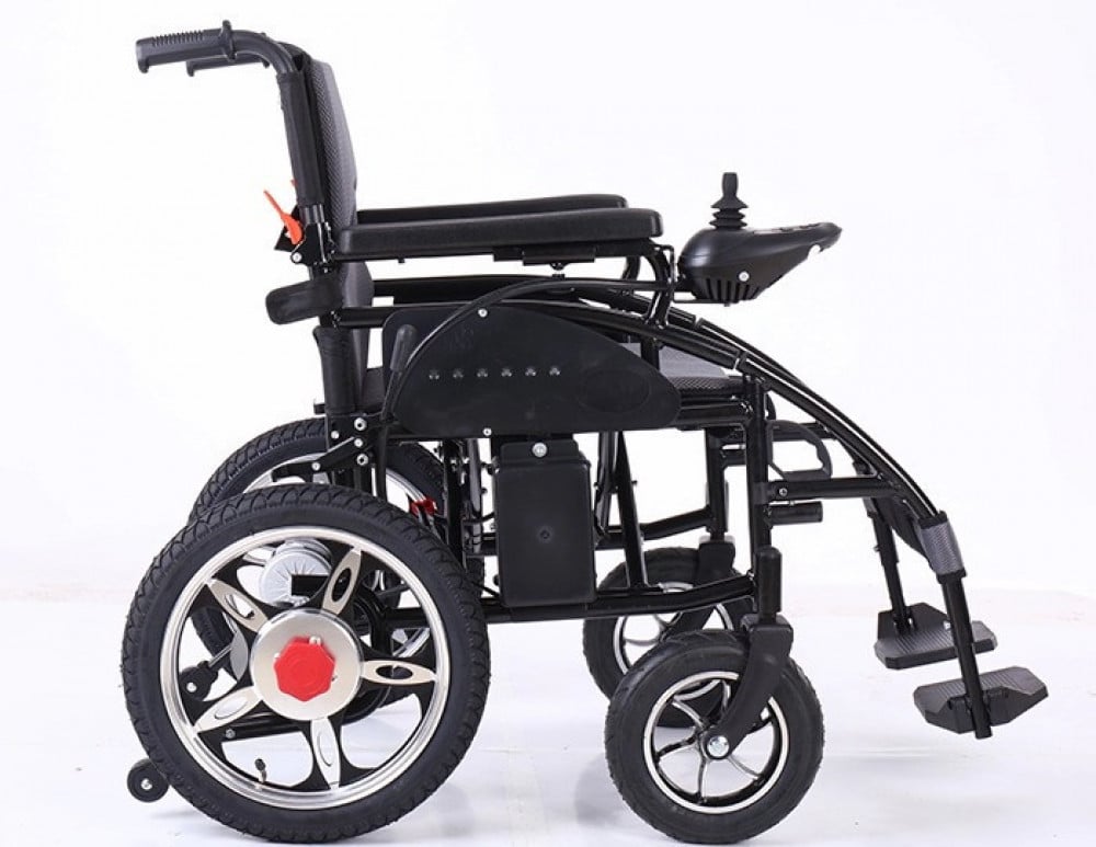 كرسي متحرك كهربائي مقاس 56 سم مع ريموت ومقعد إسفنجي مدى 15-20 كم