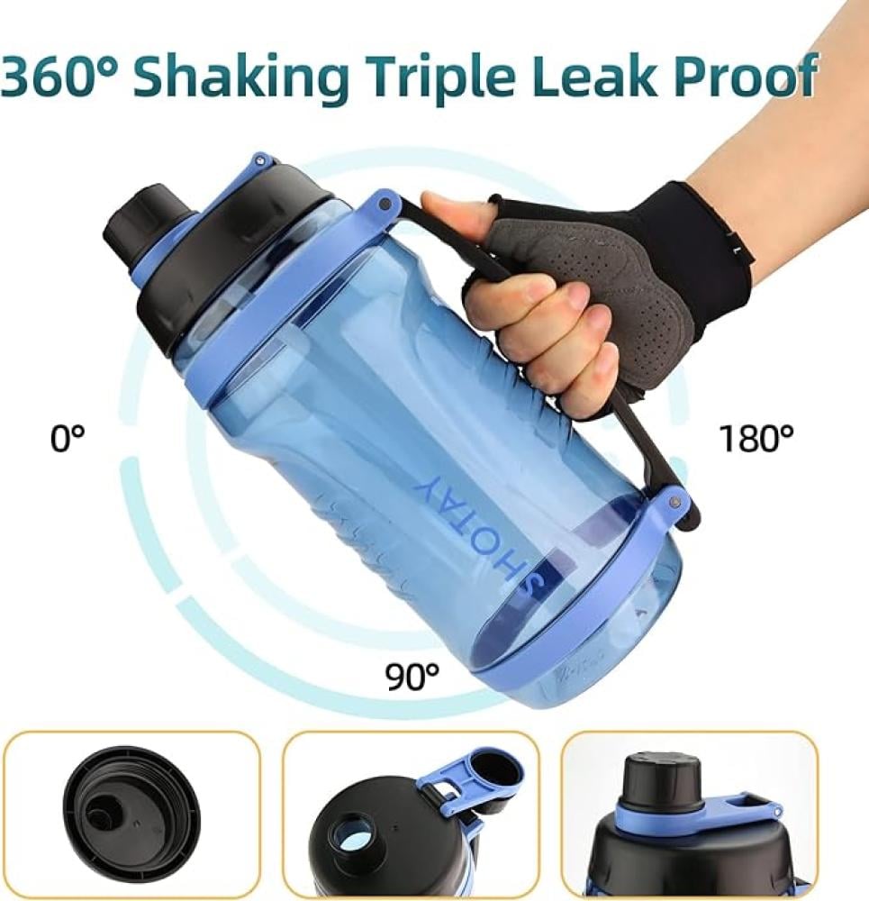 زجاجات مياه رياضية شوتاي 2.5 لتر مع مصاصة قابلة للازالة وخالية من البيسفينول A ومقاومة للتسرب وابريق ماء كبير للياقة البدنية والجيم والرياضة والتخييم أزرق بولي كربونات