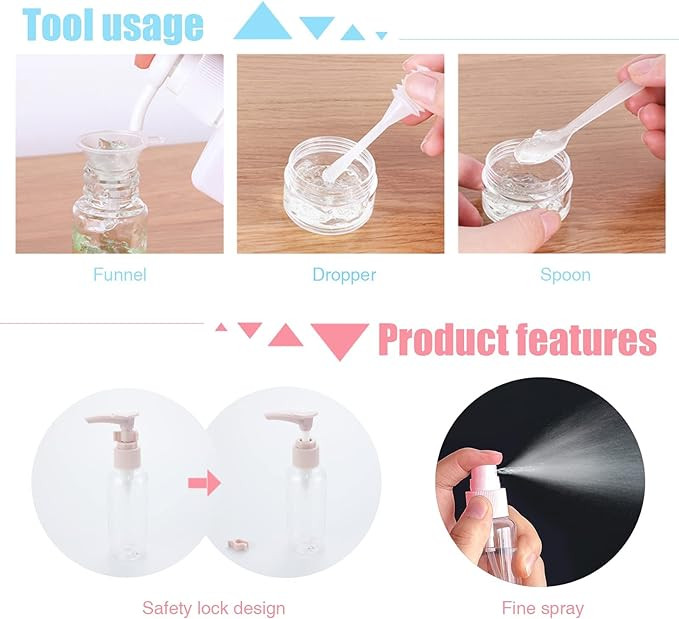 طقم زجاجات سفر لمستحضرات التجميل مانع للتسرب 11 قطعة