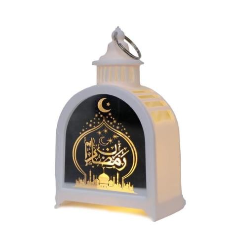 فانوس رمضان وعيد مبارك مزين بأشكال نجوم وقمر، مصبا...