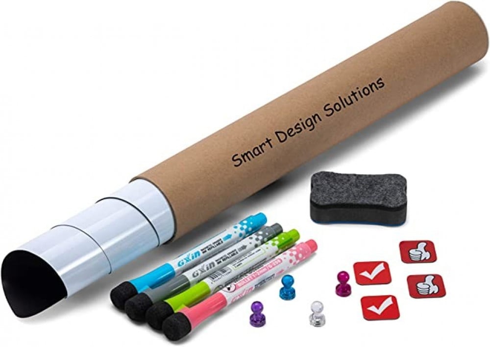 لوحة بيضاء بتثبيت مغناطيسي قابلة للمسح الجاف بتقنية مقاومة للبقع تُعلَّق على باب الثلاجة لتنظيم اعمال المنزل (24*16 انش)(60*40 سم)