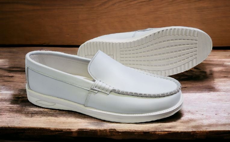 حذاء رجالي طبي MLR خياطة يدوية نعل ممتص للصدمات أبيض مقاس 41