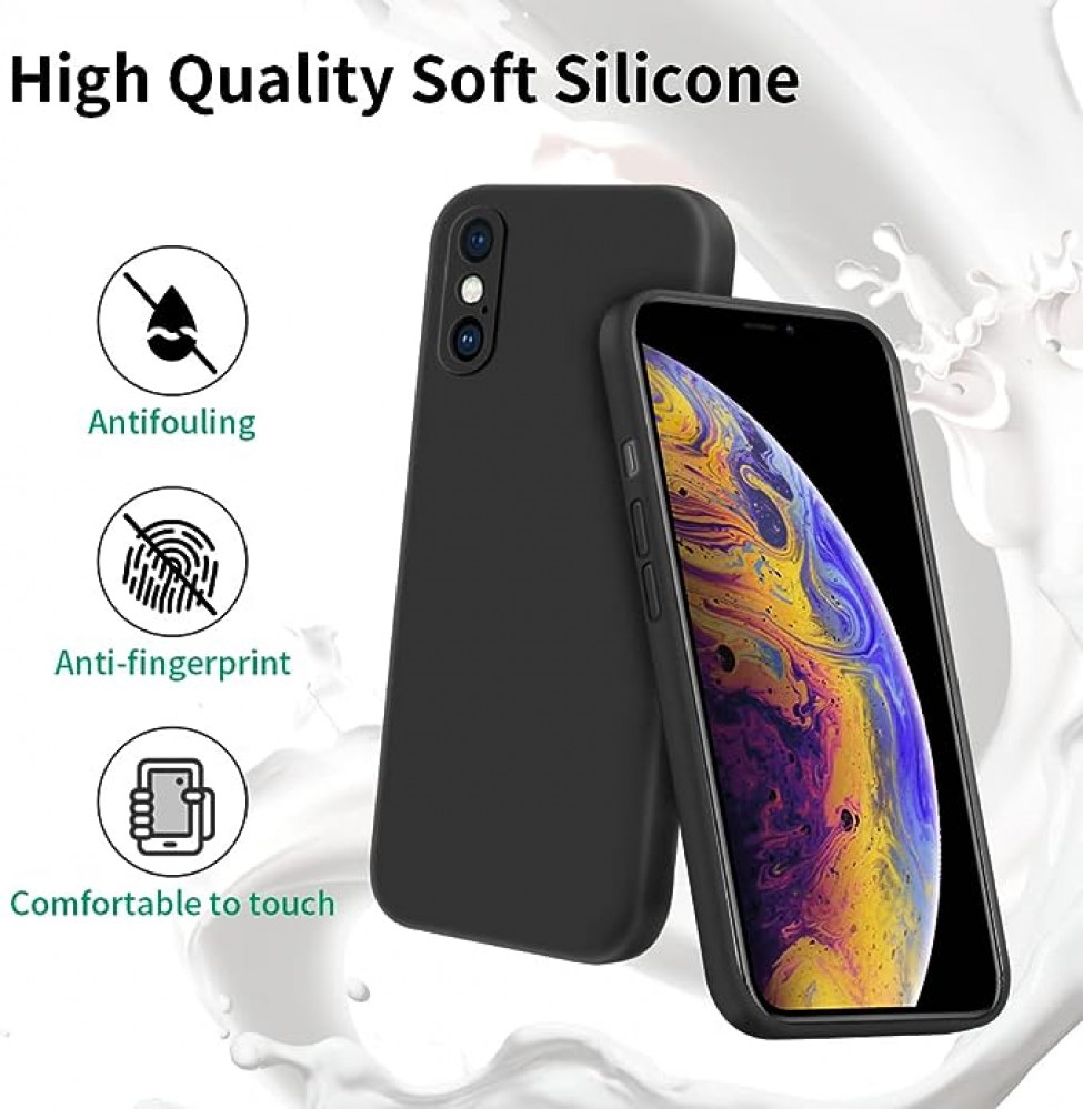 غطاء حماية لهاتف ايفون اكس اس ماكس، غطاء من جل السيليكون رفيع للغاية يغطي الهيكل بالكامل مضاد للخدش ومضاد للصدمات لهاتف ايفون اكس اس ماكس 6.5 اصدار 2018 - لون اسود