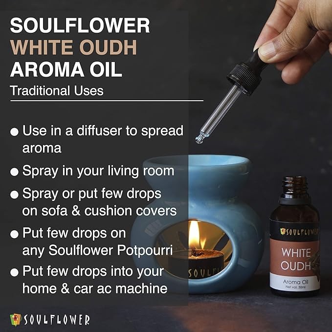 زيت عطري من SOULFLOWER برائحة العود الأبيض الهندي 30 مل