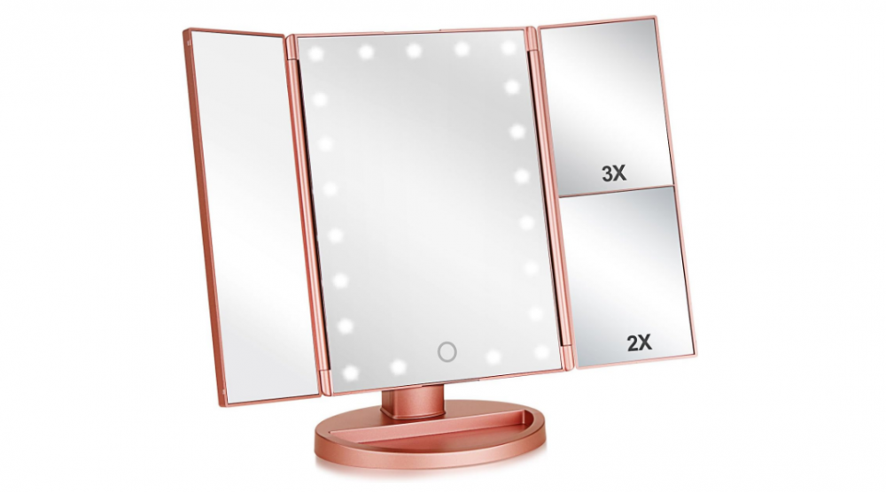 مرايا مكياج مضيئة ثلاثية من فلايميرو بتكبير 3x2x 345 سم