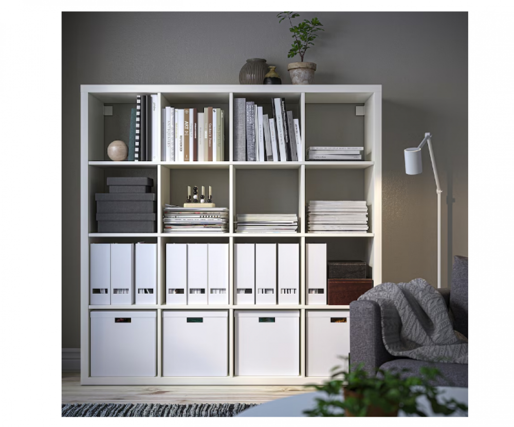 وحدة أرفف KALLAX من IKEA 16 خانة أبيض 147x147 سم قابلة للتجميع