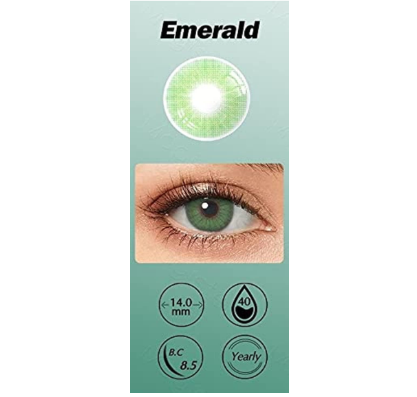 عدسات لاصقة ملونة ماجيستر زمرد قطر 14 مم محتوى ماء 40 مع حافظة