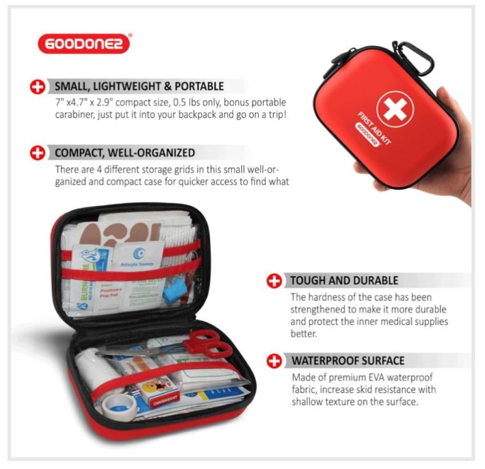 مجموعة إسعافات أولية 104 قطعة بحافظة EVA مقاومة للماء صغيرة محمولة