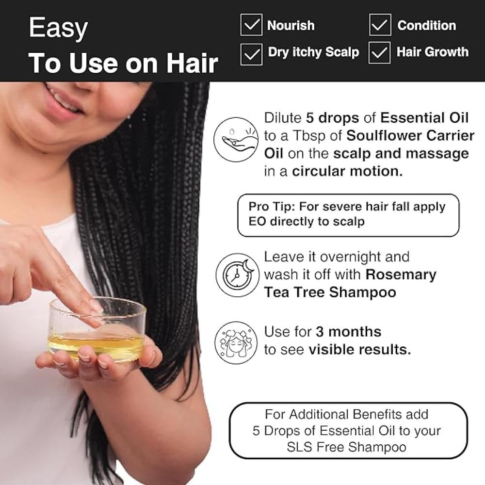 زيت إكليل الجبل العطري من سول فلاور، نقي وطبيعي غير مخفف، رمادي سابق لأوانه، آمن وعضوي، قطارة زجاجية إضافية 1 مل.