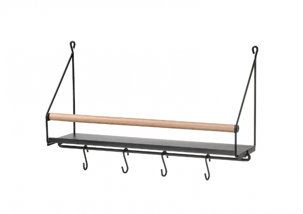 منظم حائطي من IKEA مع رف وخطافات وقضيب خشبي 422612 سم